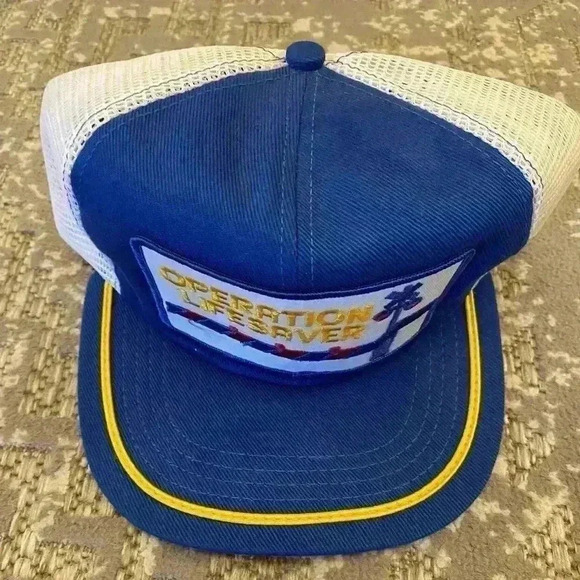 Operation Lifesaver Railroad Patch Blue w/White Mesh Snapback Hat Cap USA Made - Picture 2 of 5